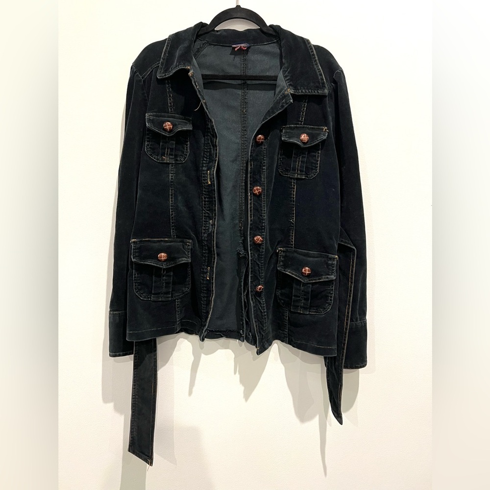 Vintage Navy Corduroy Jacket with Button Details